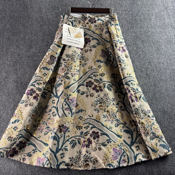 Chicwish Dresses & Skirts - NWT Chicwish Women's Embroidered Jacquard A-Line Midi Skirt Beige Floral Size S